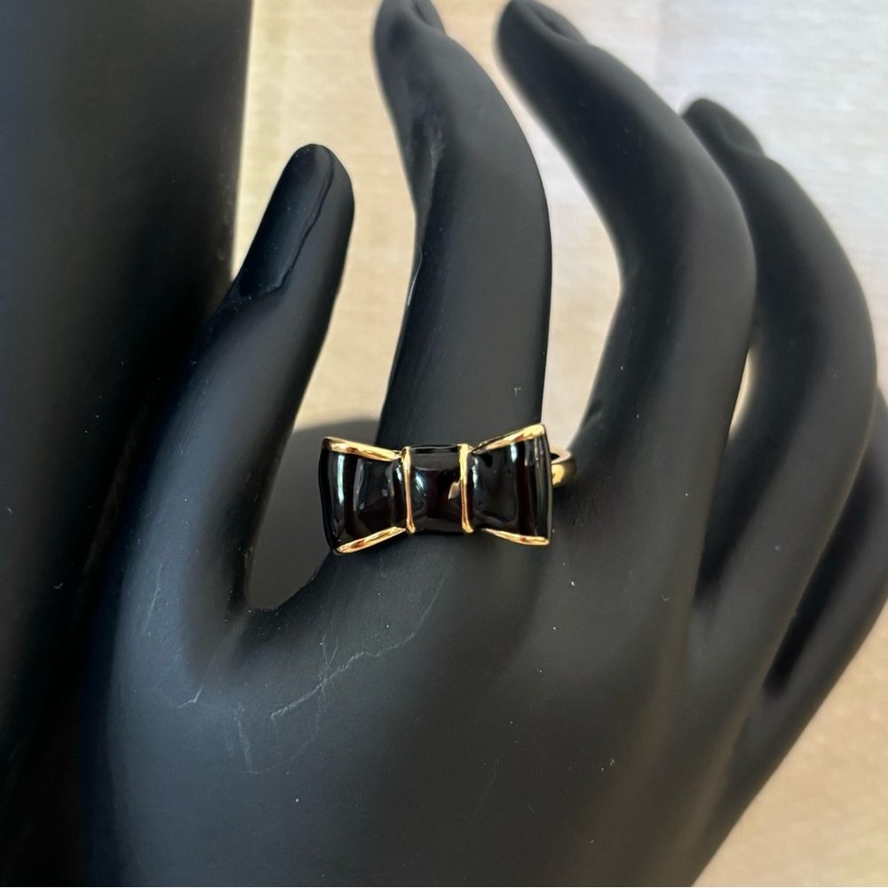 Kate Spade “Take A Bow” Black Enamel Ring
